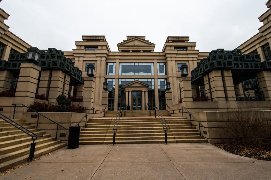 The Pappajohn Business Building is seen on Monday, Nov. 12, 2018.