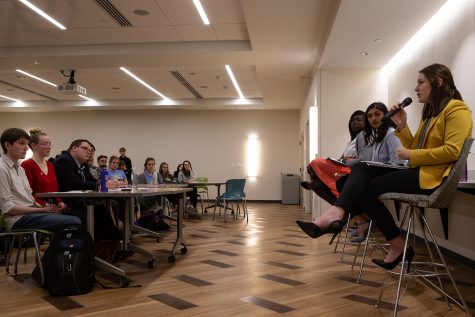 Vice President candidates answer questions during a University of Iowa Student Government Vice Presidential Debate at Catlett Hall on Thursday, March 28, 2019. The election period for UISG begins on April 3 at 8 a.m. and ends on April 4 at 5 p.m. 