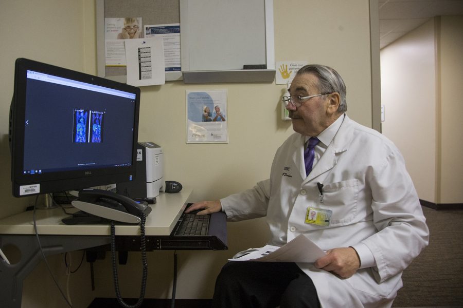 Dr. Tom O'Dorisio of the Holden Comprehensive Cancer Center explains a Gallium 68 PET Scan on April 1, 2019. Dr. O'Dorisio is just one of a team of doctors in the Holden center who have been working with PRRT (Peptide Receptor Radionuclide Therapy), a treatment only done by the center