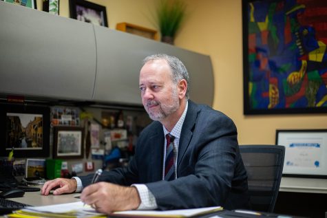 Doug Lee, Assistant Provost of International Programs, poses for a portrait on Wednesday, October 23, 2019. Lee was presented with the IES Abroad Volunteer of the Year Award which recognizes an individual who has supported and strengthened the mission of the study abroad field through extraordinary volunteer efforts. 