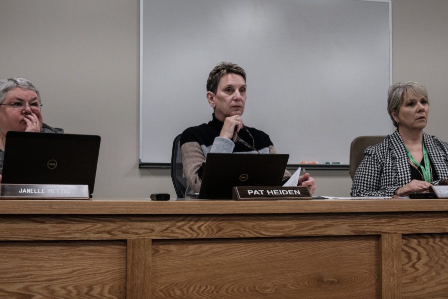 Johnson County Supervisors listen to a speaker during a public hearing to replace the Unified Development Ordinance at the Johnson County Human Services building on Thursday, December 5, 2019.  The ordinance plans to add a formal request application for alterations of farms under forty acres. Farmers from around Johnson county gathered to voice their concerns about how the new ordinance could affect family farms.