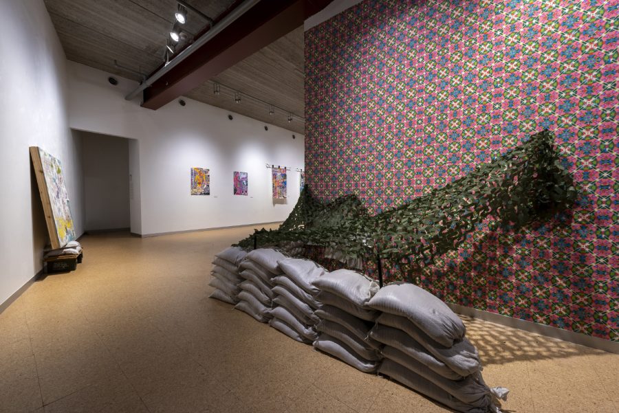 Jacob Lee's installation "But This Wasn't The War I Dreamed," 3/12/2020, University of Iowa School of Art and Art History, Iowa City.