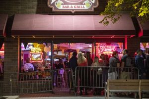 Brother’s Bar and Grill is seen on Thursday Oct. 8, 2020, the first weekend of bars reopening. Governor Kim Reynolds released a proclamation last Friday allowing bars to reopen in Johnson and Story counties on Monday, Oct. 5. Many bar-goers were out without masks on and there was little social distancing in lines. 