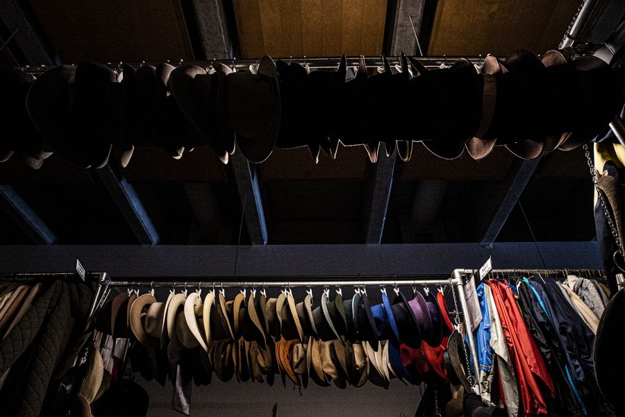A row of hats is seen in the University of Iowa Costume Shop in the Old Museum of Art on Thursday, January 7th, 2021. Because of pandemic regulations, "The People Before the Park" will be streamed digitally as opposed to playing for live audiences. 