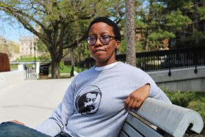 Donika Kelly, an assistant professor of English at the University of Iowa, is seen outside of the English Philosophy Building on Friday, April 30, 2021. Kelly is also the author of an upcoming poetry collection, titled "The Renunciations." 