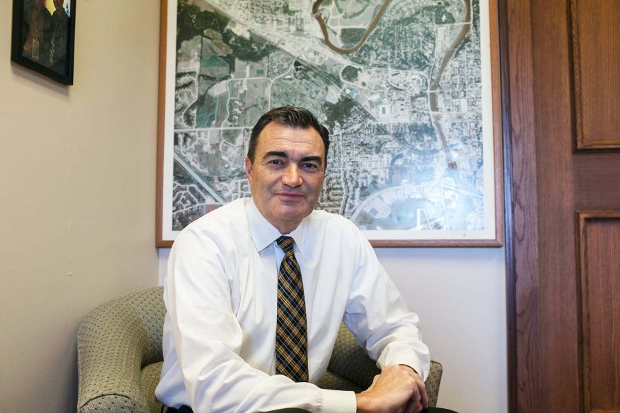 Rodney Lehnertz, the senior vice president for Finance and Operations at the University of Iowa, poses for a portrait on Friday, Feb. 18, 2022.