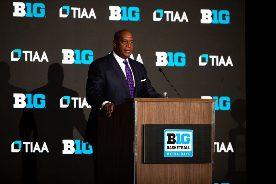 Kevin Warren, commissioner of the Big Ten Conference, speaks during day one of Big Ten Media Days at Target Center in Minneapolis on Tuesday, Oct. 11, 2022. This year marks the first year of the Target Center hosting Big Ten Media Days. "Our priority has to make sure that we ensure growth, sustainability, and strength for our student athletes and our member institutions."