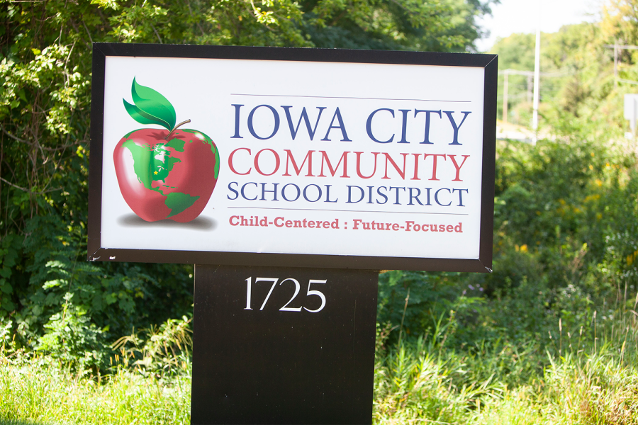 The Iowa City Community School District sign in Iowa City is seen on Tuesday, Sept. 13, 2022. 