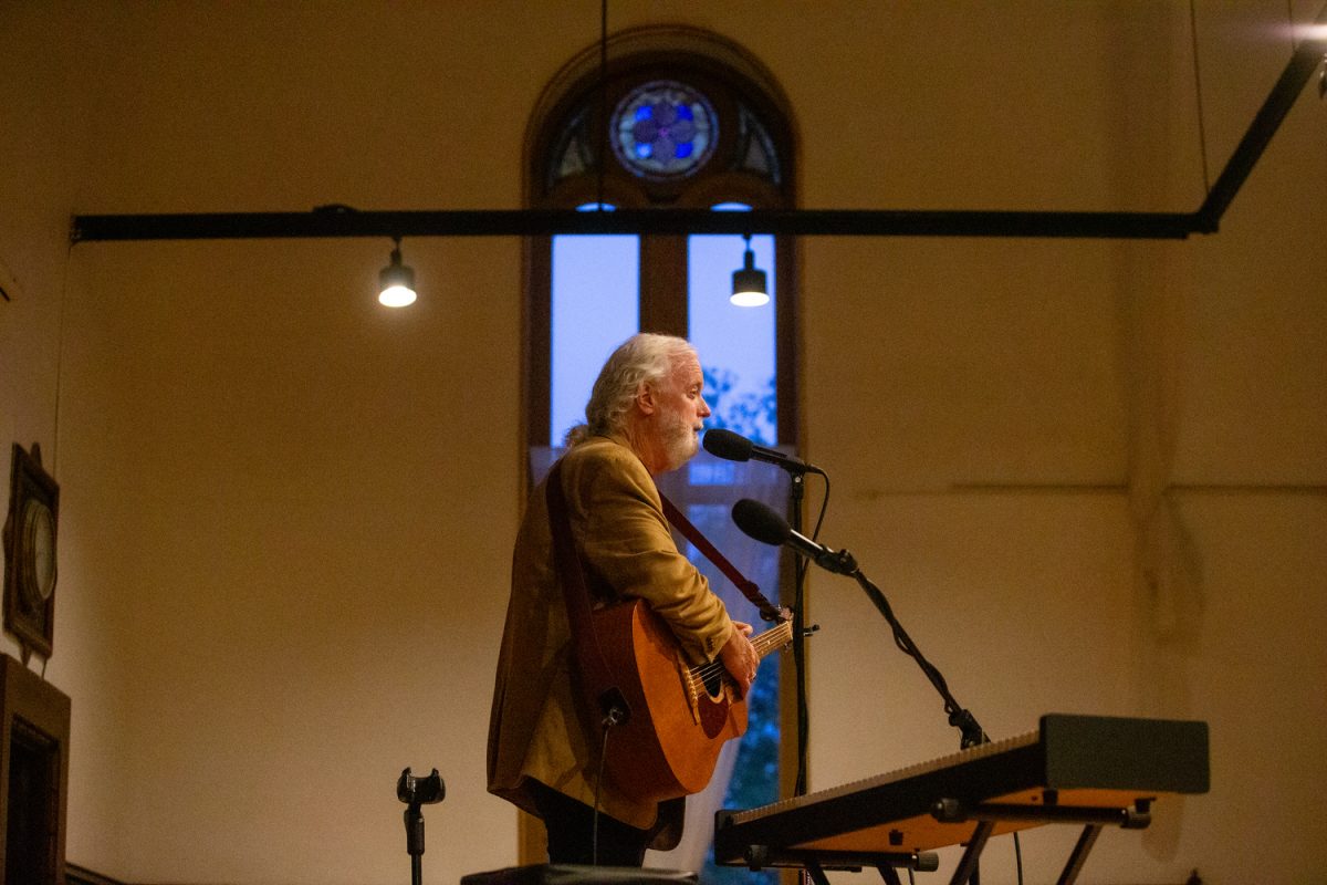 John Burns III during his songwriters concert at the Old Brick in Iowa City on Saturday, Sept. 9, 2023. 